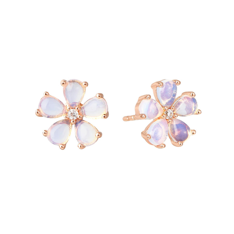 White Blossom Earrings Rose Gold