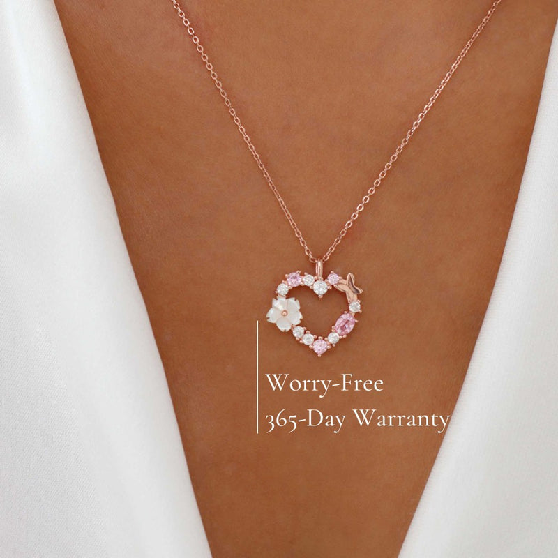 Heart Necklace, Sparkle Earrings Bundle