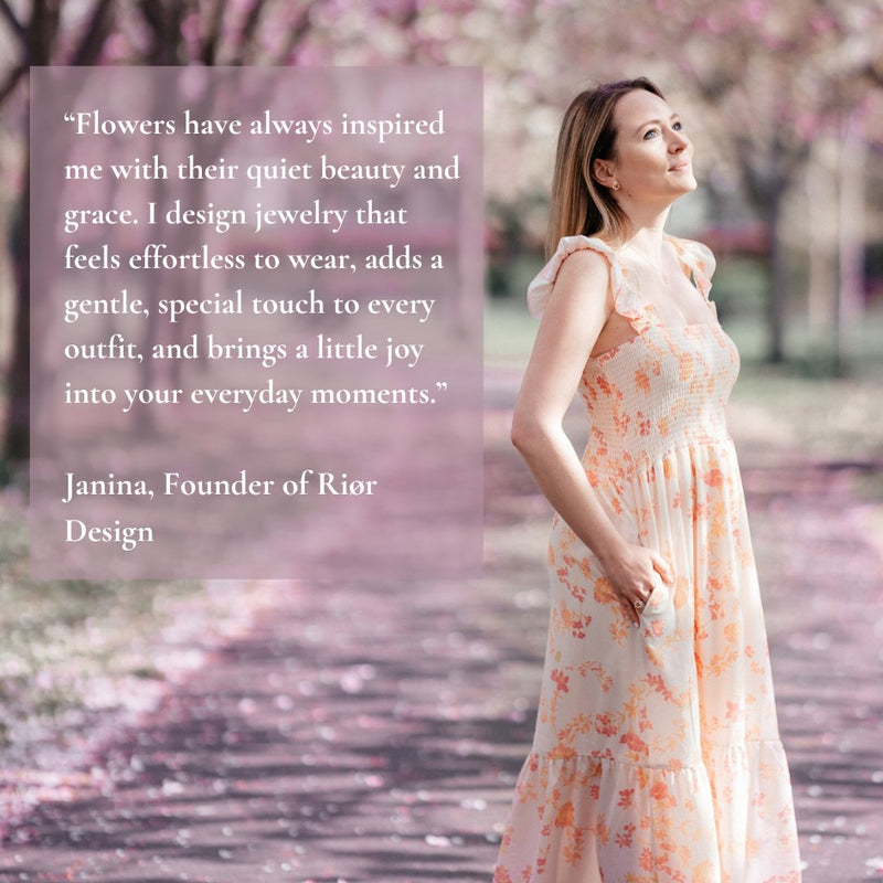 White Spring Flower Earrings Rose Gold