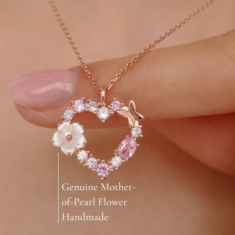 Heart Necklace, Sparkle Earrings Bundle