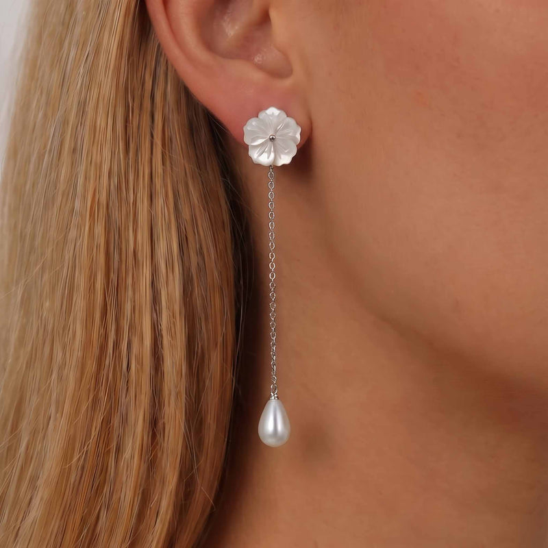 Blush Promise Drop Earrings - Silver