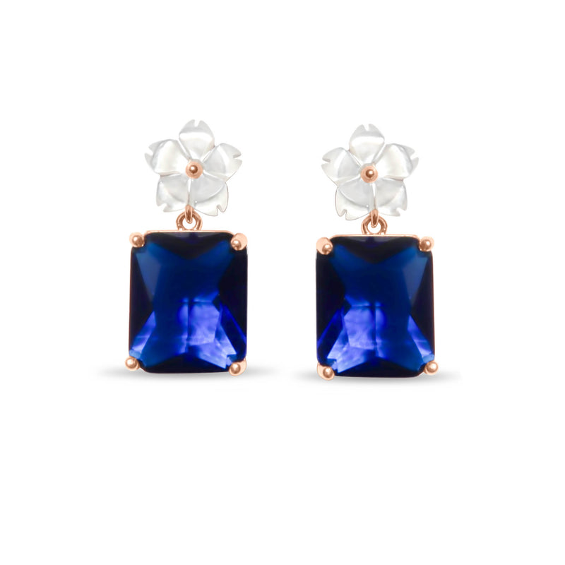 Deep Blue Earrings Rose Gold