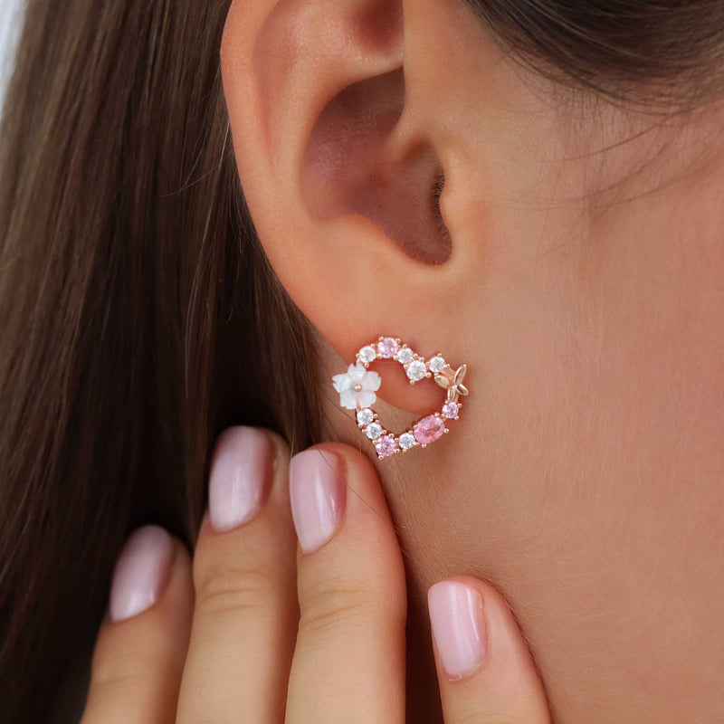 Heart Earrings Rose Gold
