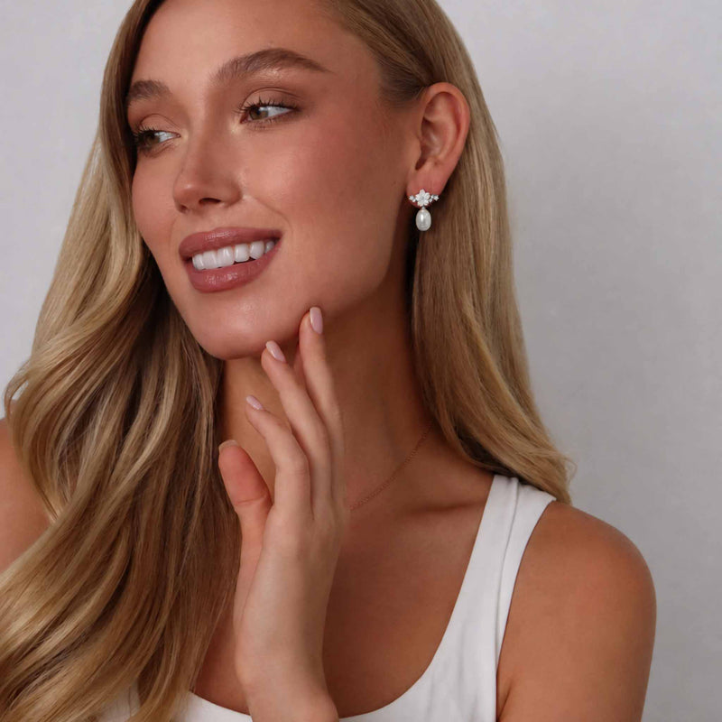Sparkle Pearl Earrings - Silver