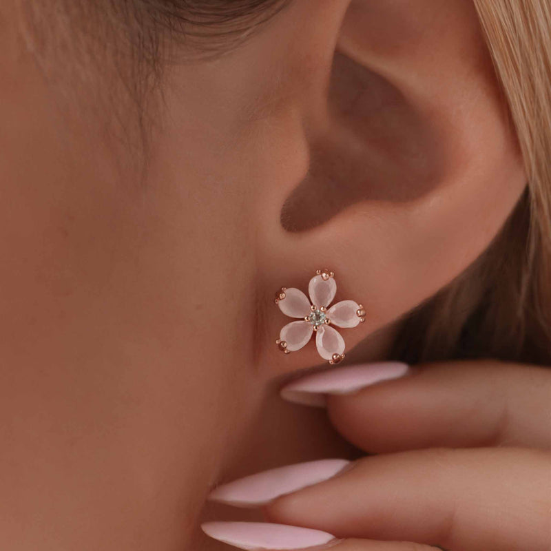 Peach Blossom Earrings Rose Gold