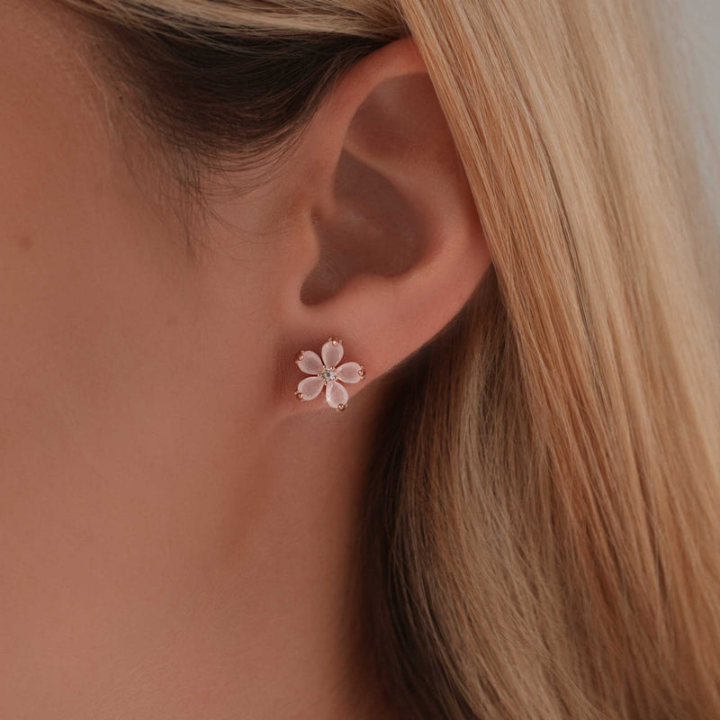 Peach Blossom Earrings Rose Gold