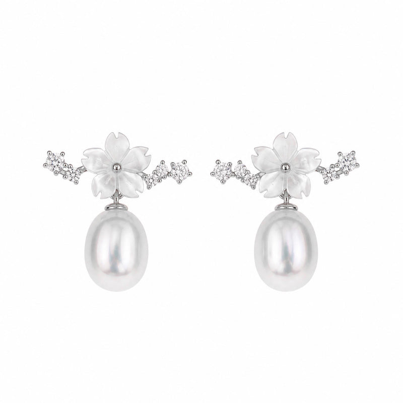 Sparkle Pearl Earrings - Silver