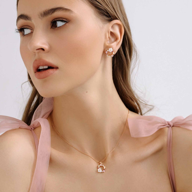 Spring Flower Necklace Rose Gold