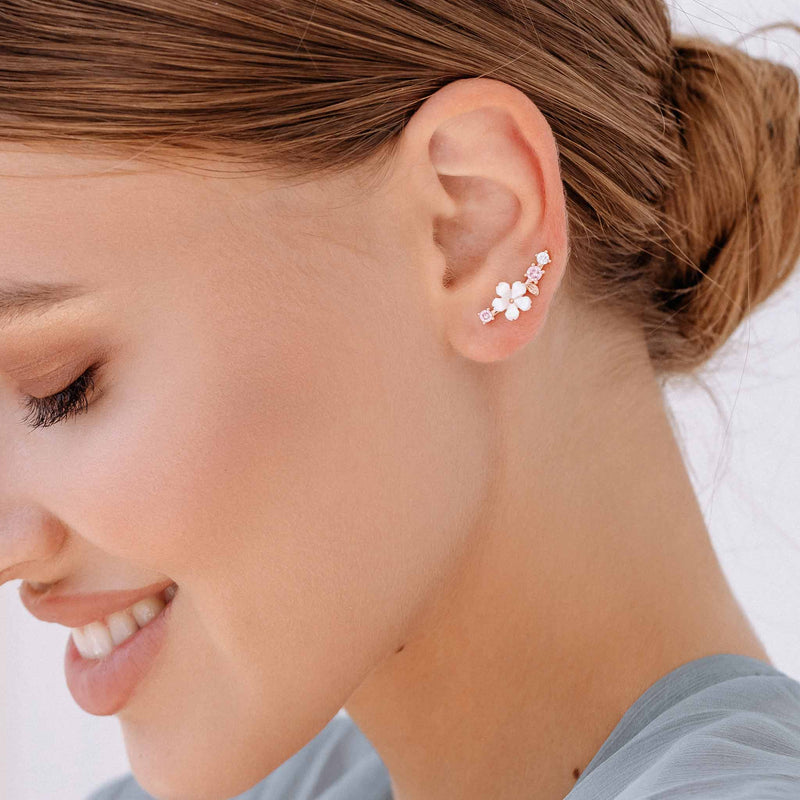 Bloom Climber Earrings Rose Gold