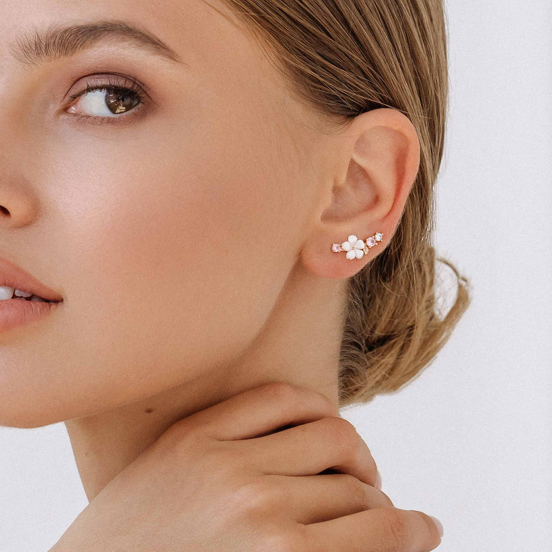 Bloom Climber Earrings Rose Gold