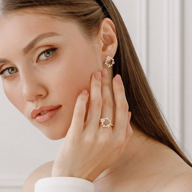 Gold Spring Flower Earrings