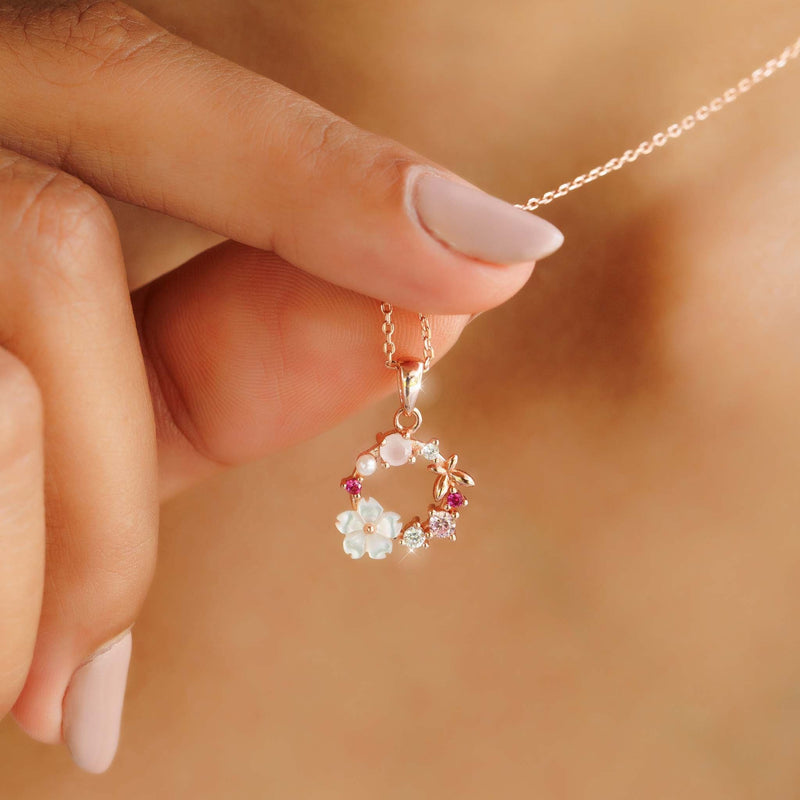 Spring Flower Necklace Rose Gold