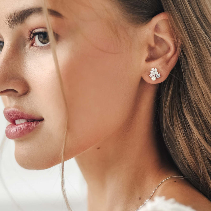 Silver Blue Blossom Earrings