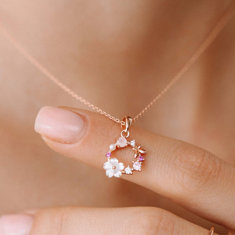 Spring Flower Necklace Rose Gold