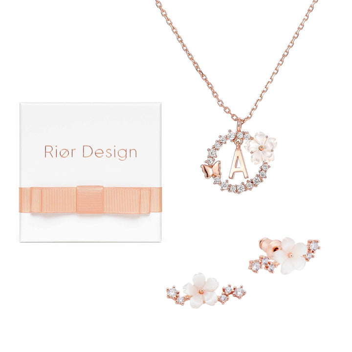 Letter Necklace, Sparkle Earrings Bundle