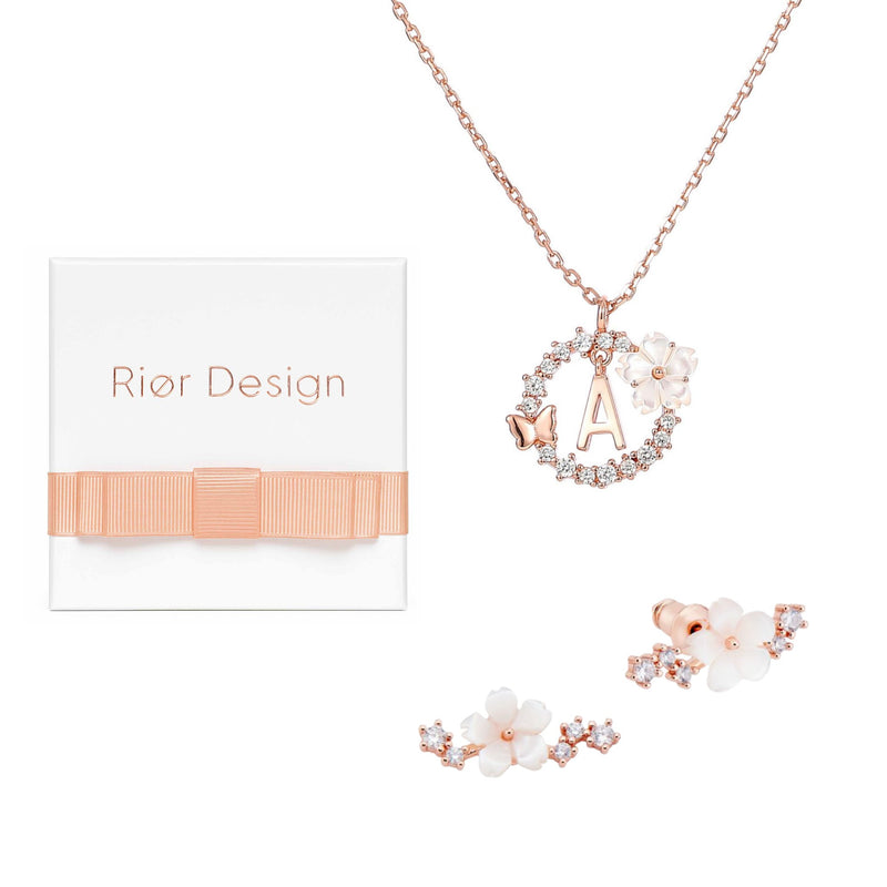 Letter Necklace, Sparkle Earrings Bundle