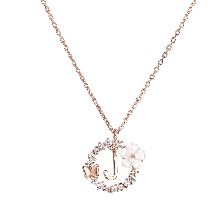 Letter Necklace, Flower Earrings and Bracelet Bundle