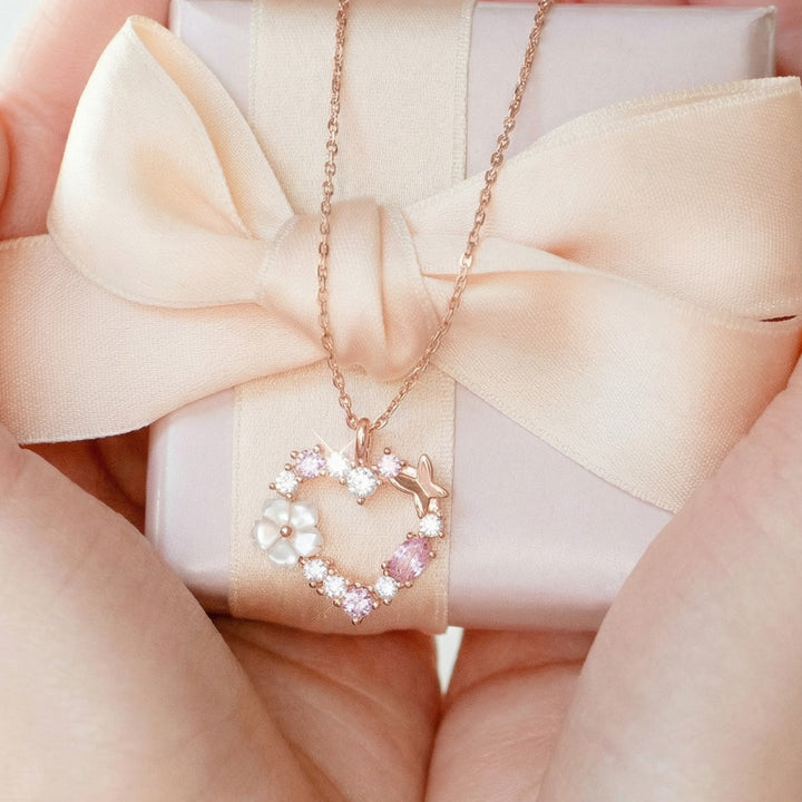 Heart Necklace, Sparkle Earrings Bundle