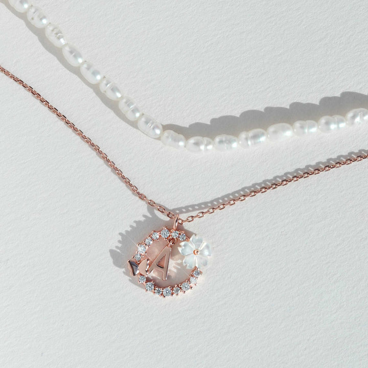 Mini Pearl Necklace Rose Gold