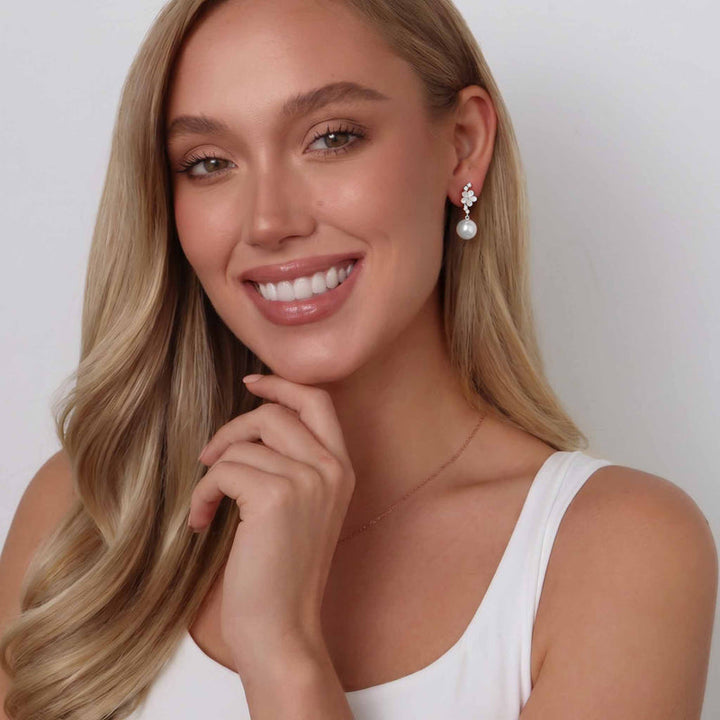 Cascade Pearl Earrings Silver