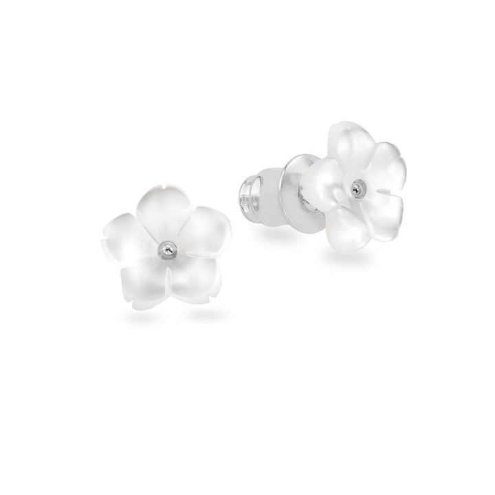 Silver Mother Of Pearl Flower Earrings