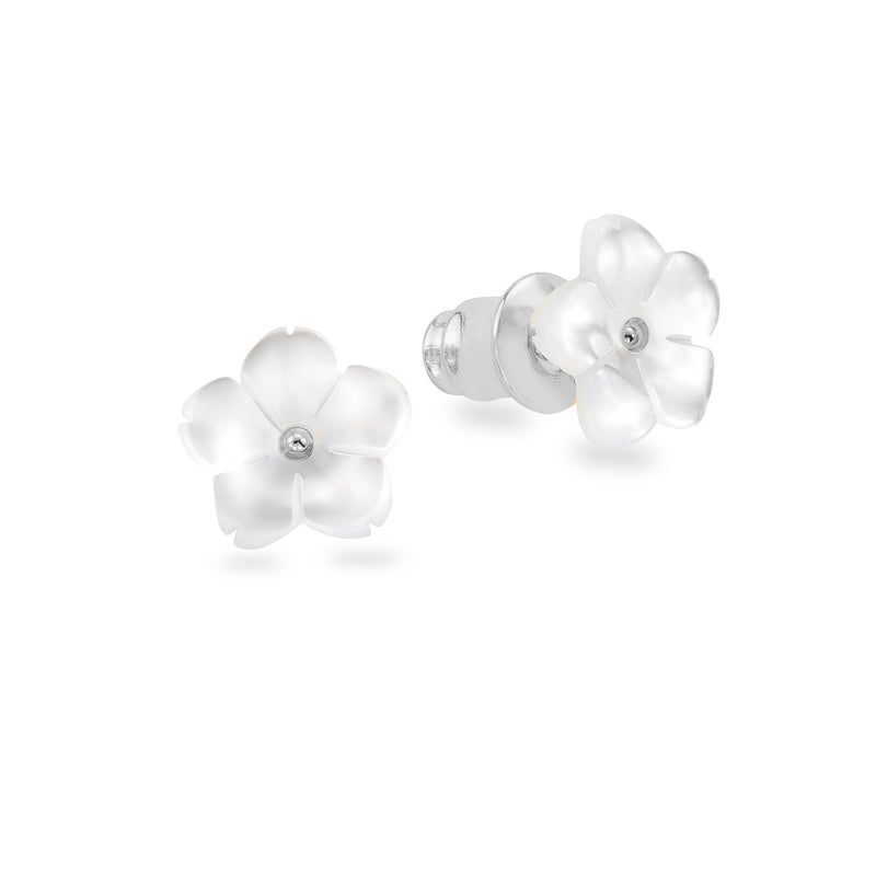 Silver Mother Of Pearl Flower Earrings