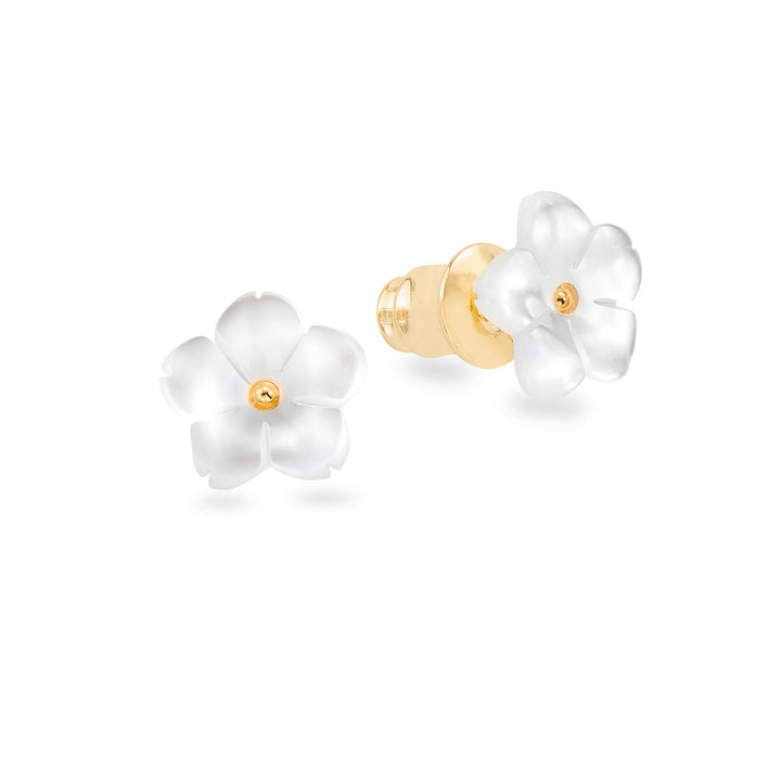 Mother of Pearl Flower Earrings Gold