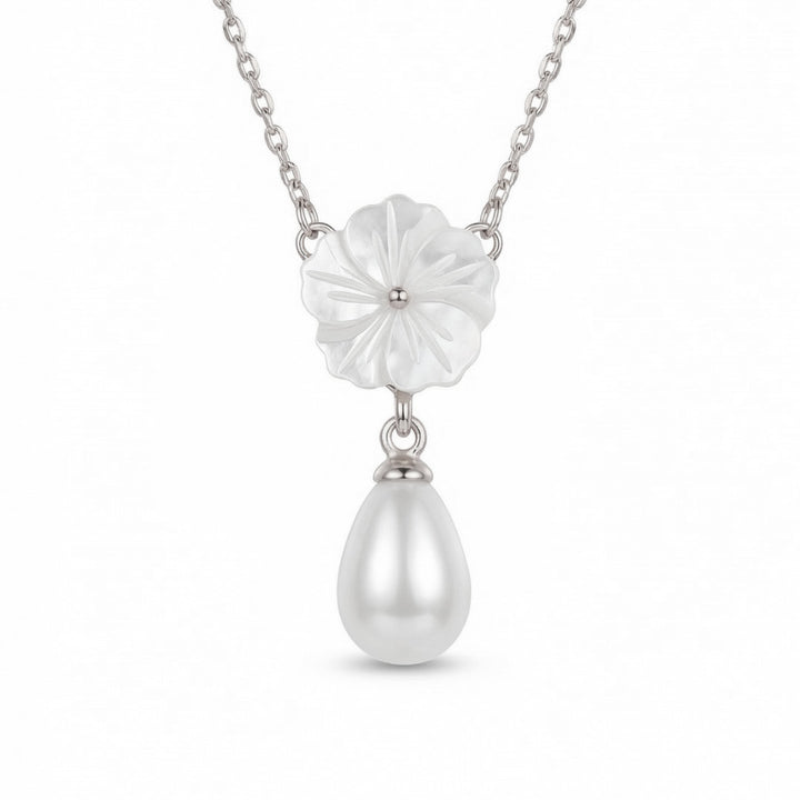 Pearl Drop Necklace Silver