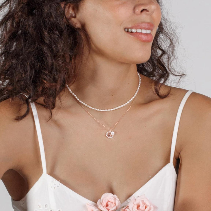 Mini Pearl Necklace Rose Gold