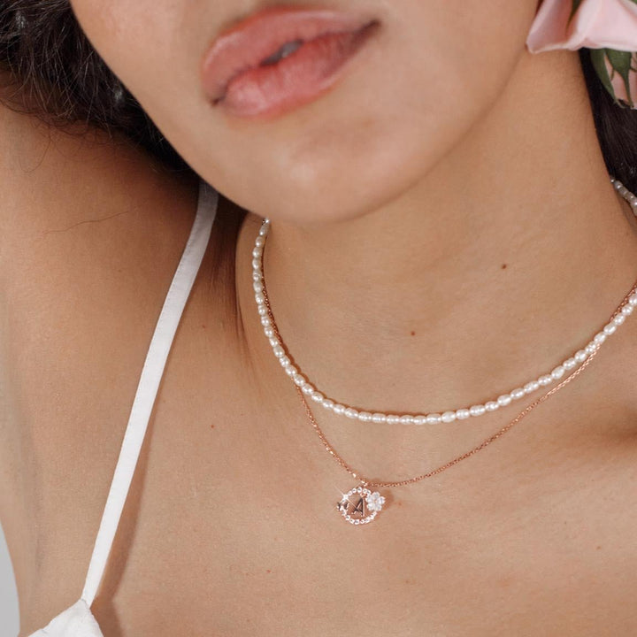 Mini Pearl Necklace Rose Gold