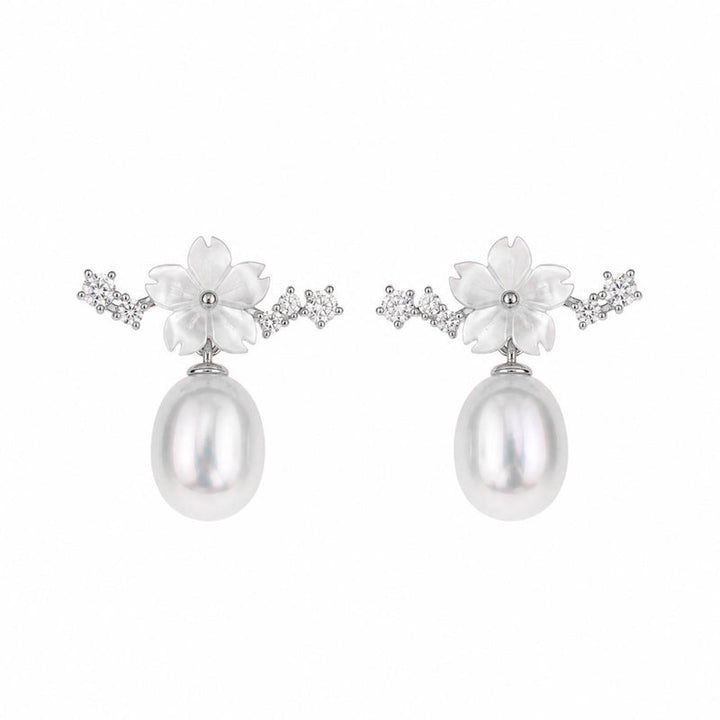 Sparkle Pearl Earrings - Silver