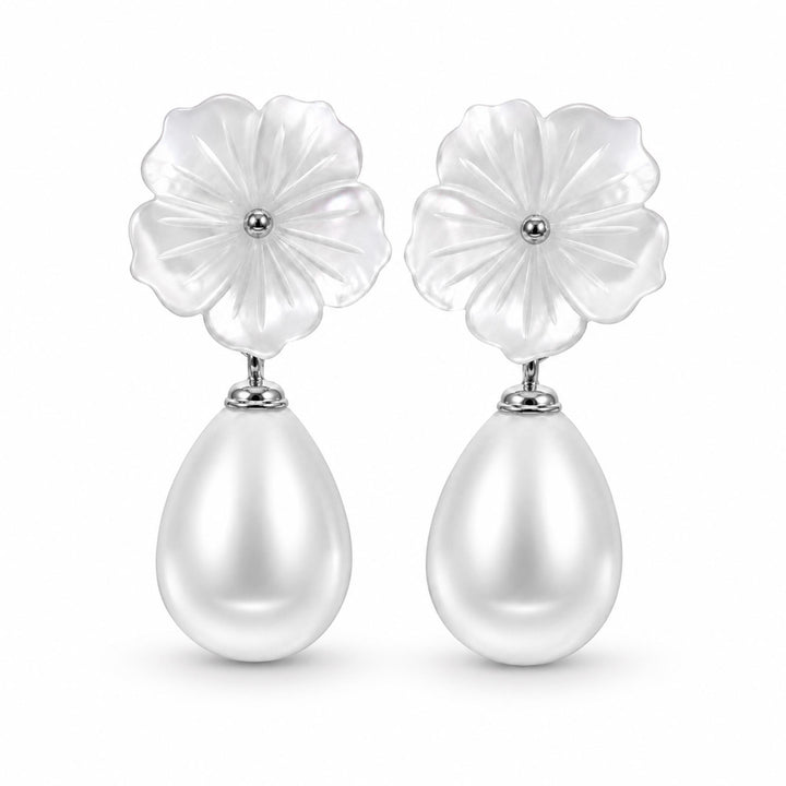 Pearl Drop Earrings Silver