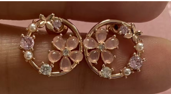 Pink Peach Blossom Earrings